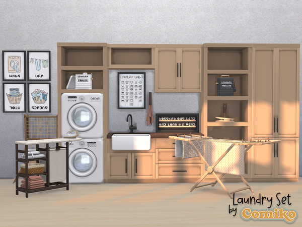 Sims 4 — Comiko Laundry Set Part 3 by Comiko — Part 3 - Laundry Set is base game compatible and consist of 7 items -