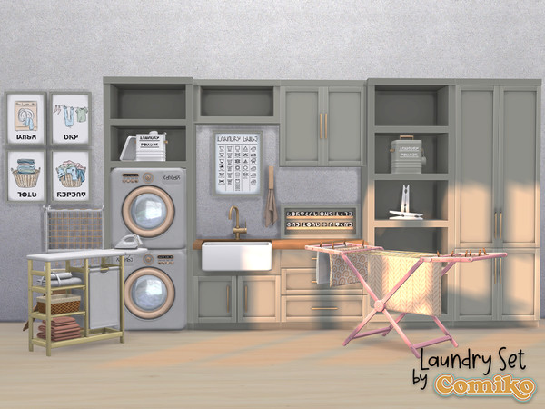Sims 4 — Comiko Laundry Set Part 4 by Comiko — Part 4 - Laundry Set is consist of 7 items - Basket Hamper, Basket Hamper