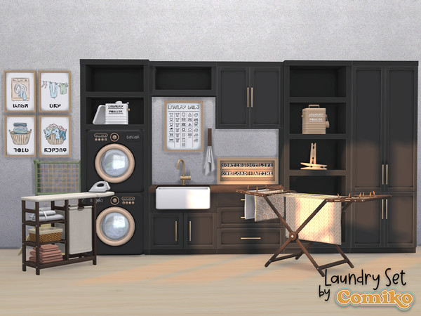 Sims 4 — Comiko Laundry Set Part 5 by Comiko — Part 5 - Laundry Set is base game compatible and consist of 7 items -