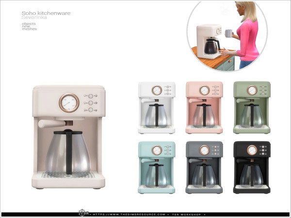 Sims 4 — Soho - coffeemaker by Severinka_ — A set of items for decorating the kitchen. Part 1 includes 10 items: