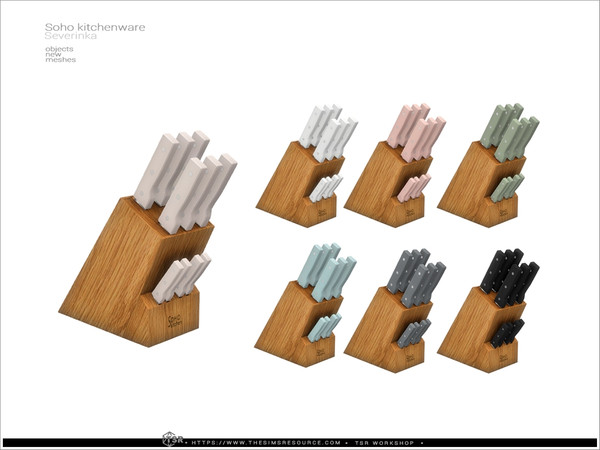 Sims 4 — Soho - knives by Severinka_ — A set of items for decorating the kitchen. Part 1 includes 10 items:
