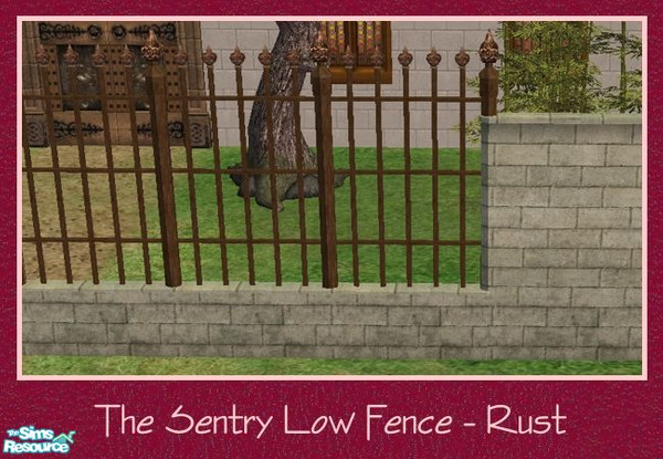 Sims 2 — The Sentry Add-Ons - Fence Low Rust by Spaik — This fence, made of a low brick wall and iron, is perfect for