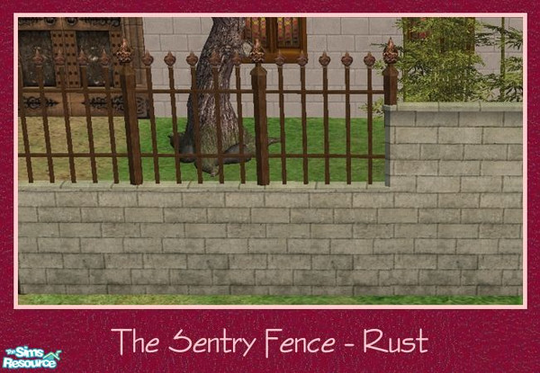 Sims 2 — The Sentry Add-Ons - Fence Rust by Spaik — A rust fence made of iron and brick wall, matching my recolour of
