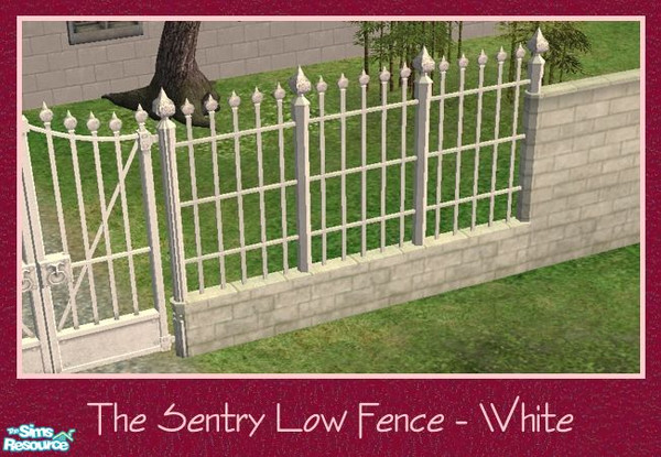Sims 2 — The Sentry Add-Ons - Fence Low White by Spaik — This fence, made of a low brick wall and iron, is perfect for
