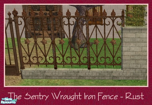 Sims 2 — The Sentry Add-Ons - Fence Wrought Iron Rust by Spaik — This fence, made of a low brick wall and wrought iron,