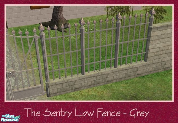 Sims 2 — The Sentry Add-Ons - Fence Low Grey by Spaik — This fence, made of a low brick wall and iron, is perfect for
