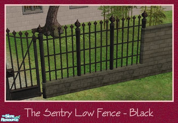 Sims 2 — The Sentry Add-Ons - Fence Low Black by Spaik — This fence, made of a low brick wall and iron, is perfect for
