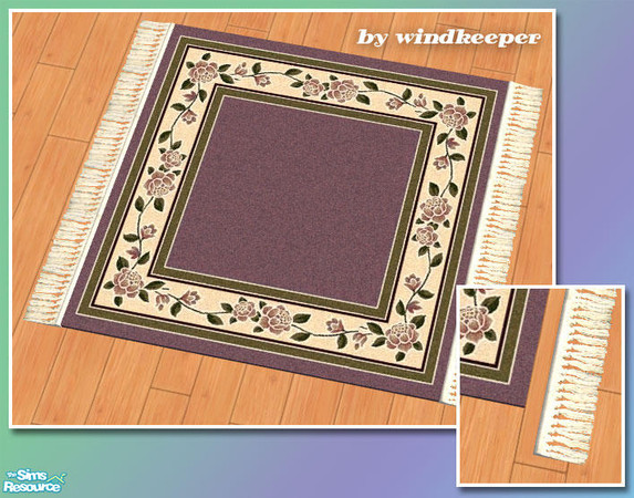 Sims 2 — 3x3 rug fringe by Windkeeper — 3D style fringe designed to be used with 3x3 square rug by me. Linked to