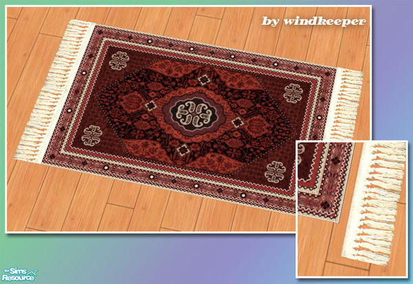 Sims 2 — 2x3 Maxis rug fringe by Windkeeper — Flat style fringe designed to be used with Maxis 2x3 rug that comes with