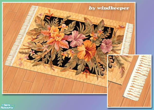 Sims 2 — 3x4 rug fringe by Windkeeper — 3D style fringe designed to be used with 3x4 rug by Echo. Linked to "Carpet