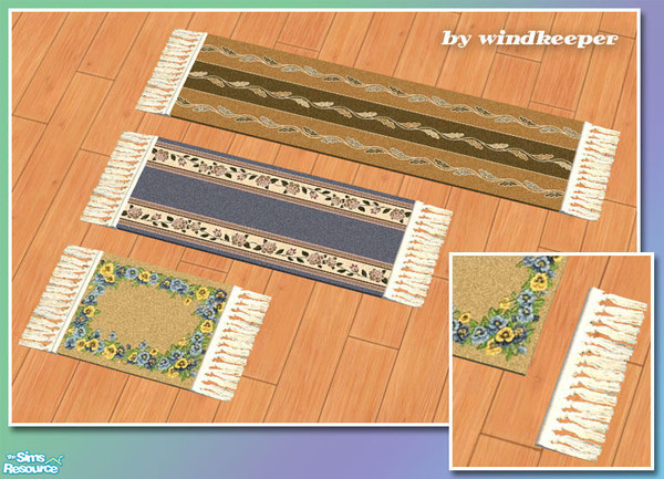 Sims 2 — 1x1 runner rug fringe by Windkeeper — 3D style fringe designed to be used with 1x1 runner rug by me. Linked to