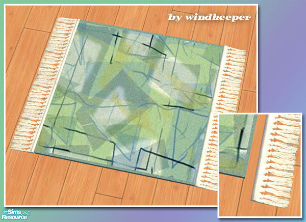Sims 2 — 2x2 rug fringe by Windkeeper — 3D style fringe designed to be used with 2x2 square rug by me. Linked to