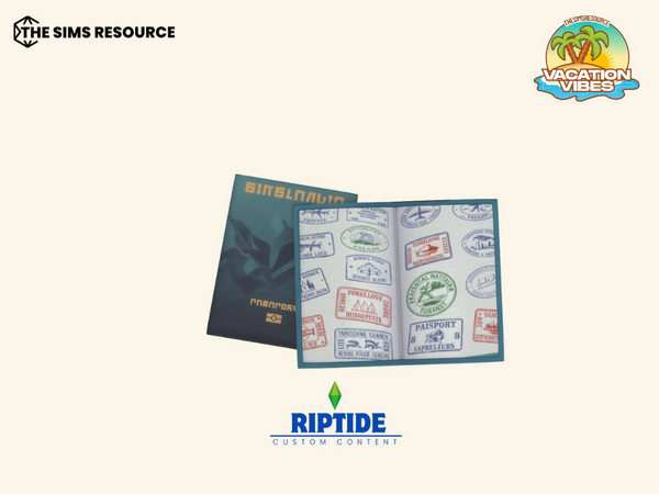 Sims 4 — Riptide CC Wanderlust Essentials Stamped Passport by Riptidecc — Whether you're chasing the sunrise on a sandy