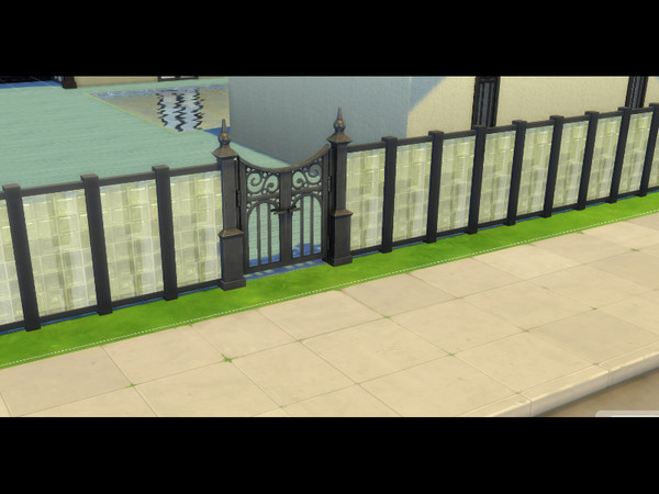 Sims 4 — Cerca Tiled by CarineKitana — A glass tile fence. It can be used in many places; clubs, chapels, and even around