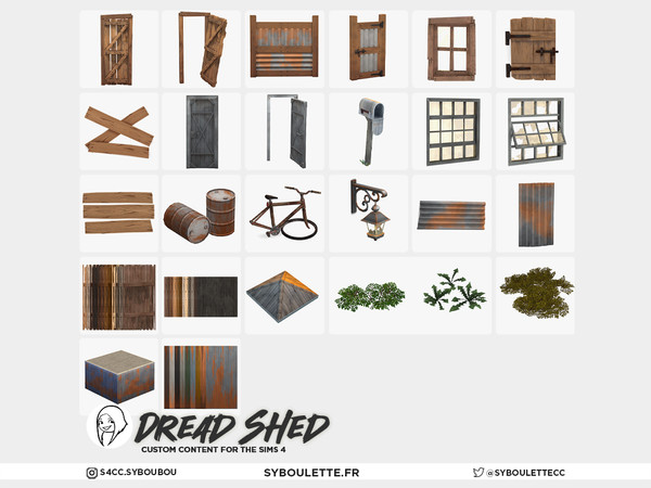 Sims 4 — Dread Shed - Metal Window closed broken by Syboubou — Dread Shed is a cc set made to build the perfect abandoned