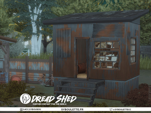 Sims 4 — Dread Shed - Metal barrel Down by Syboubou — Dread Shed is a cc set made to build the perfect abandoned (or