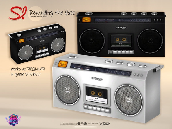 Sims 4 — Rewinding the 80s - Boombox by SIMcredible! — Oh the 80s... the time when electronics were all wired and the