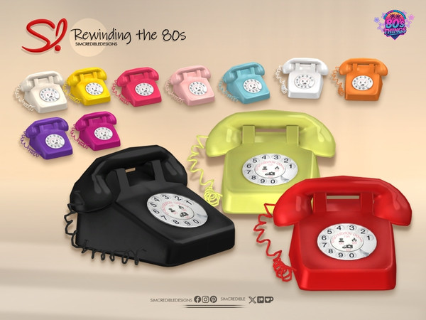 Sims 4 — Rewinding the 80s - Landline Phone by SIMcredible! — Oh the 80s... the time when electronics were all wired and