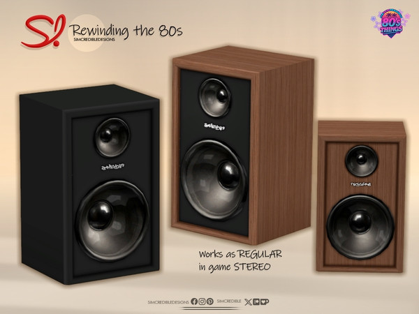 Sims 4 — Rewinding the 80s - Speaker Mini stereo by SIMcredible! — Oh the 80s... the time when electronics were all wired