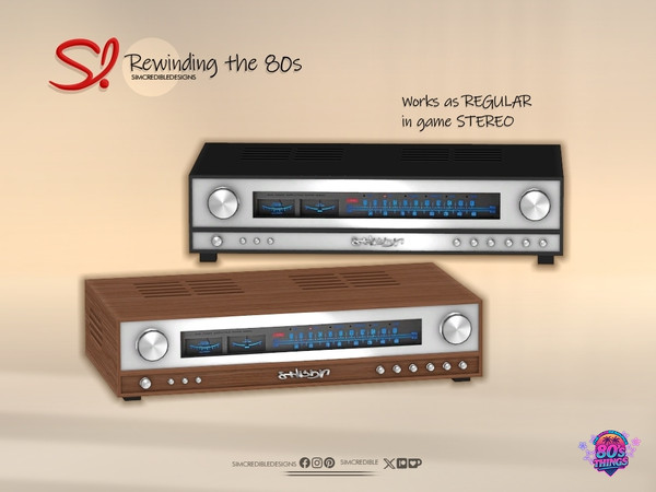 Sims 4 — Rewinding the 80s - Stereo Receiver by SIMcredible! — Oh the 80s... the time when electronics were all wired and