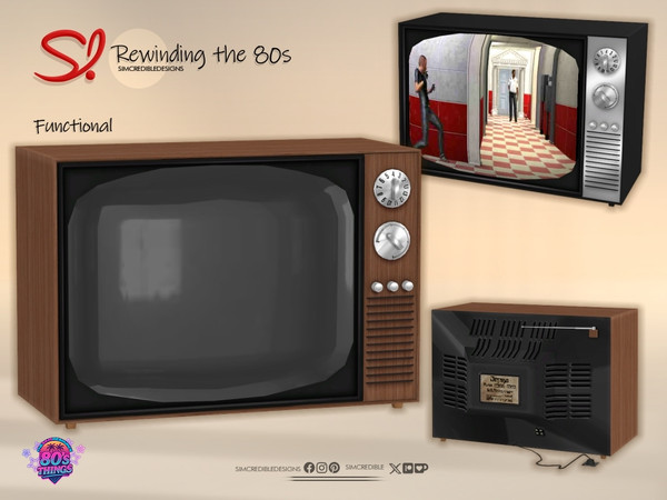 Sims 4 — Rewinding the 80s - TV by SIMcredible! — Oh the 80s... the time when electronics were all wired and the bigger