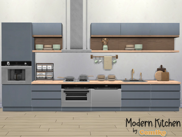 Sims 4 — Modern Kitchen Part 1 by Comiko — Part 1 - Modern Kitchen Set is base game compatible and consist of 7 items -