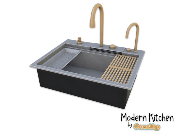 Sims 4 — Comiko Modern Kitchen Sink V1 | Kitchen Room by Comiko — Part 3 - Modern Kitchen Set is base game compatible and