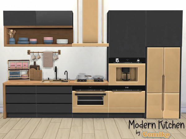 Sims 4 — Modern Kitchen Part 4 by Comiko — Part 4 - Modern Kitchen Set is base game compatible and consist of 7 items -