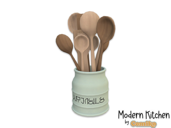 Sims 4 — Comiko Modern Kitchen Utensils | Kitchen Room by Comiko — Part 4 - Modern Kitchen Set is base game compatible