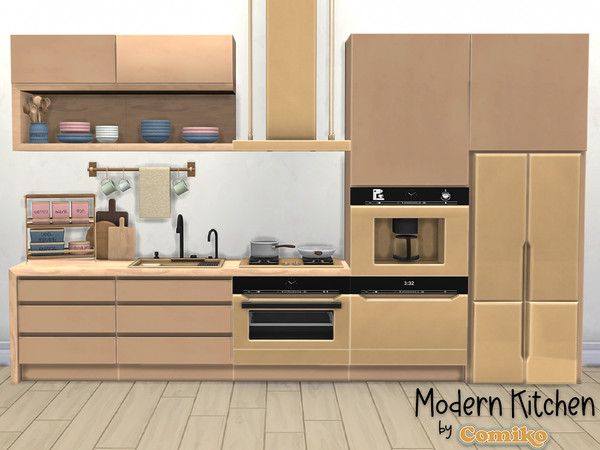 Sims 4 — Modern Kitchen Part 5 by Comiko — Part 5 - Modern Kitchen Set is base game compatible and consist of 7 items -