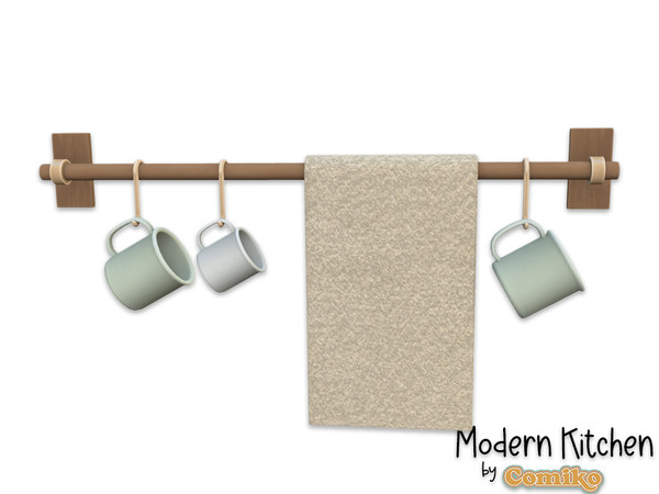 Sims 4 — Comiko Modern Kitchen Wall Rack | Kitchen Room by Comiko — Part 5 - Modern Kitchen Set is base game compatible