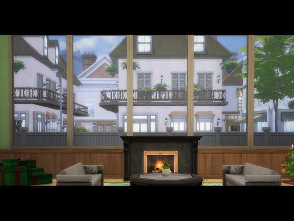 Sims 4 — GlassWindoMarmoreCK by CarineKitana — Tall glass window with a lightly marbled, colored base. Ideal for those