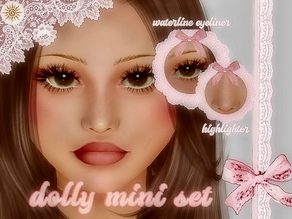 Sims 4 — dolly mini set - doree by doreesims — a cute set that includes a waterline eyeliner and a nose highlighter for