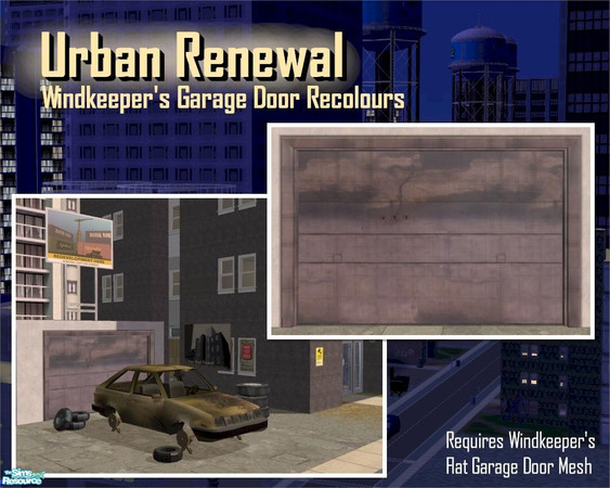 Sims 2 — Metal Panel Garage Door by Cyclonesue — A RECOLOUR of Windkeeper's flat garage door (mesh required - see link).