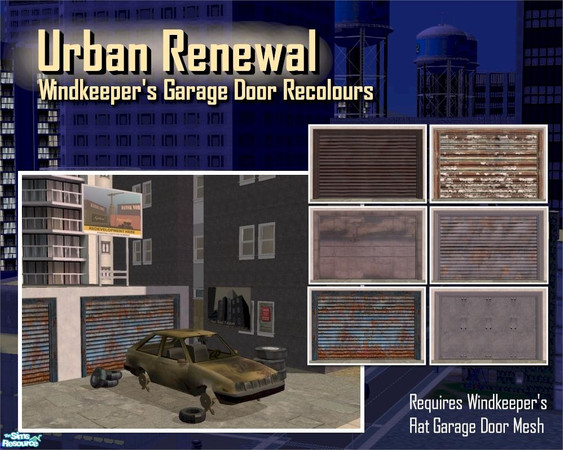 Sims 2 — Urban Garage Doors by Cyclonesue — Six metal, rusted and corroding garage doors for your downtown urban lots.