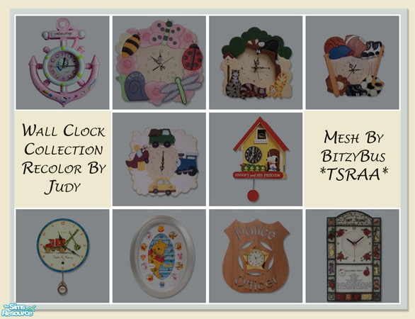 Sims 2 — Judy Wall Clock - Set 1 by judyhugsnoopy — Recolor of BitzyBus Wall Clock. You must need to download the mesh