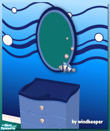 Sims 2 — Aquatic mirror by Windkeeper — New mirror mesh that matches Family Fun Stuff aquatic objects. Linked to both FFS