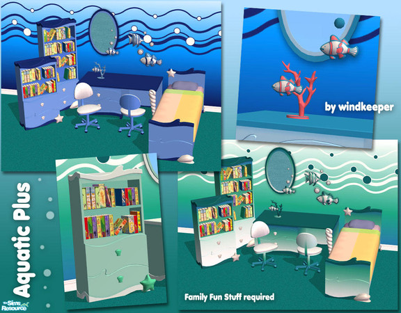 Sims 2 — Aquatic Plus by Windkeeper — Several new meshes that match Family Fun Stuff aquatic objects. All linked to Maxis
