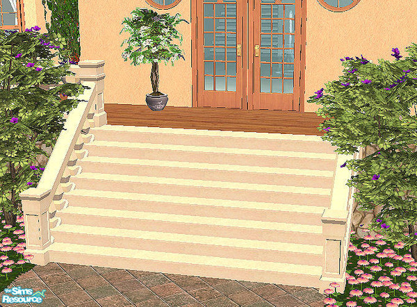 Sims 2 — Romanesque Stairs in cream by chrissy6930 — Recolor of my Romanesque Stairs in cream. IMPORTANT: please read the