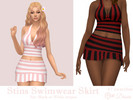 Sims 4 — Stins Swimwear Skirt by Dissia — Mid waist short swimsuit skirt with black or white stripes