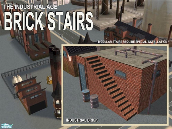 Sims 2 — Industrial Brick Steps by Cyclonesue — Brick steps (modular stairs) for your industrial lots. IMPORTANT! Read