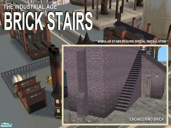 Sims 2 — Engineering Brick Steps by Cyclonesue — Brick steps (modular stairs) for your industrial lots. IMPORTANT! Read