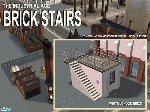 Sims 2 — White London Brick Steps by Cyclonesue — Brick steps (modular stairs) for your industrial lots. IMPORTANT! Read