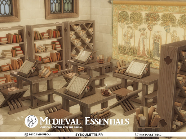 Sims 4 — Medieval Essentials - Table Island by Syboubou — Medieval Essentials is a functional set made for immersive