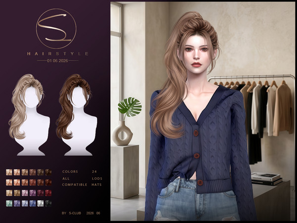 Sims 4 — S-CLUB  PONYTAIL HAIRSTYLE by S-Club — hope you like, thank you.