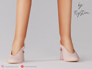 Sims 4 — Child Slingback Block Heel Pumps by FlyStone — Child slingback pumps with pointed toe silhouette, open heel