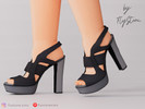 Sims 4 — Female Platform High Heel Sandals by FlyStone — Female open-toe platform sandals with cutout strap design, high