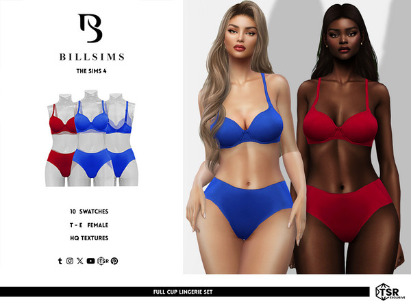 Sims 4 — Full Cup Lingerie Set by Bill_Sims — This set includes a full cap bra and a pair of seamless briefs! - Female,