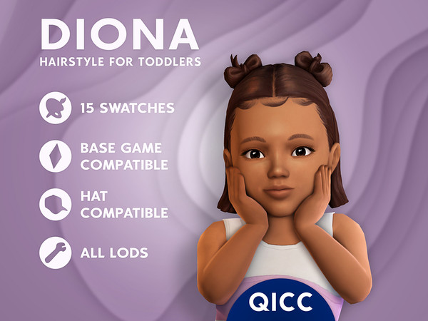 Sims 4 — Diona Hair by qicc — Half-up double space buns short bob hairstyle with edges. - Maxis Match