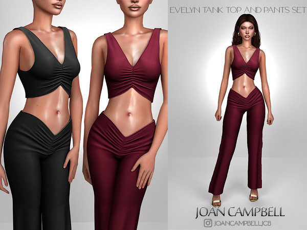 Sims 4 — EVELYN TANK TOP AND PANTS SET by Joan_Campbell_Beauty_ — INCLUDES: